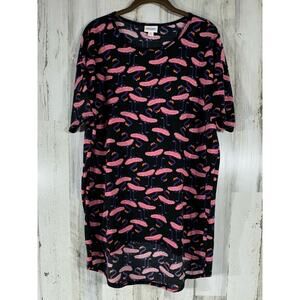 LulaRoe Womens Irma Top Tunic Size XS Purple Flamingo Pink Tutu‎ High Low Hem